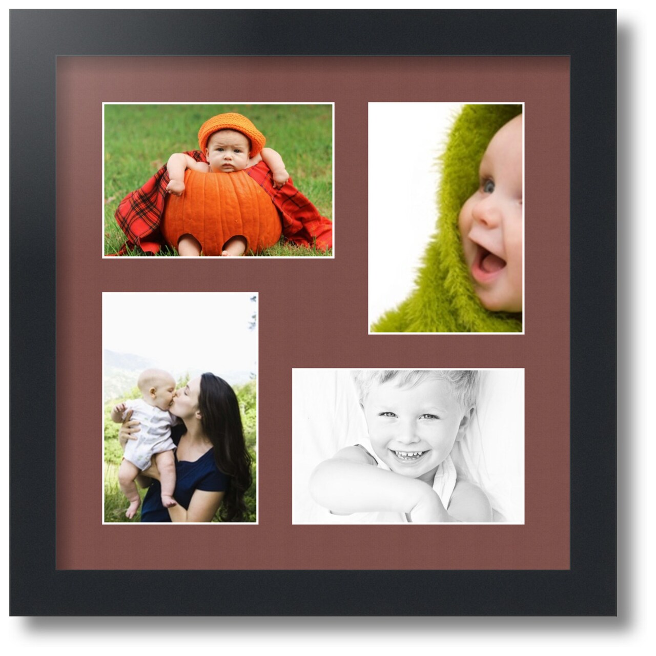 ArtToFrames Collage Photo Picture Frame with 4 - 4x6 inch Openings, Framed in Black with Over 62 Mat Color Options and Regular Glass (CSM-3926-178)